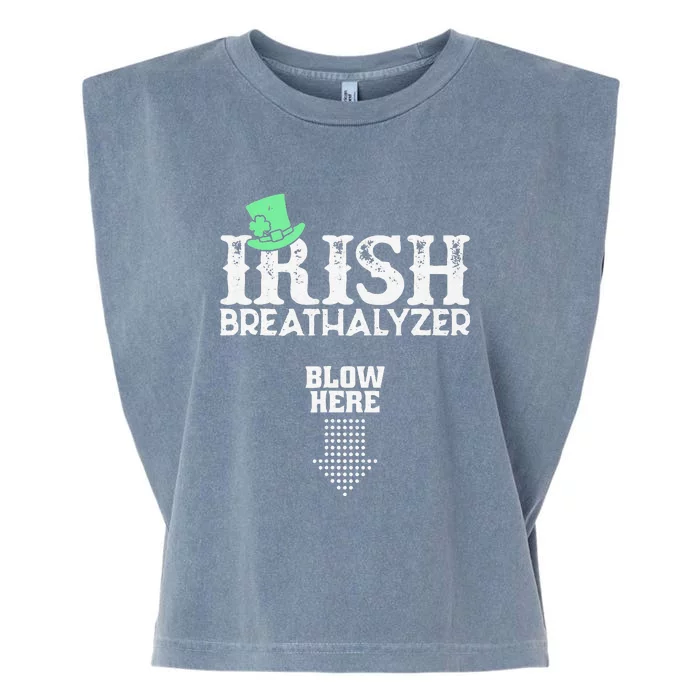 Irish Breathalyzer Blow Here St Patrick's Day Garment-Dyed Women's Muscle Tee