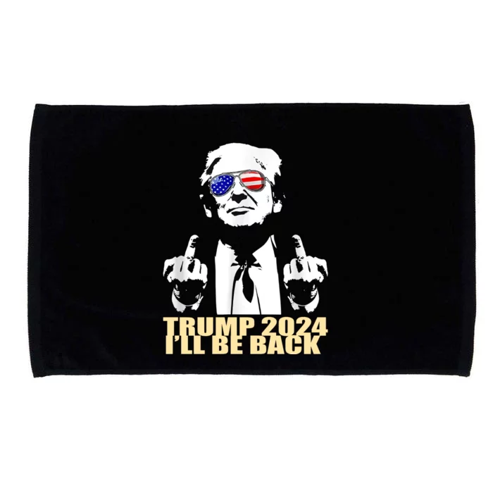 Ill Be Back Trump 2024 Vintage Donald Trump American Flag 4th Of July Womens Microfiber Hand Towel