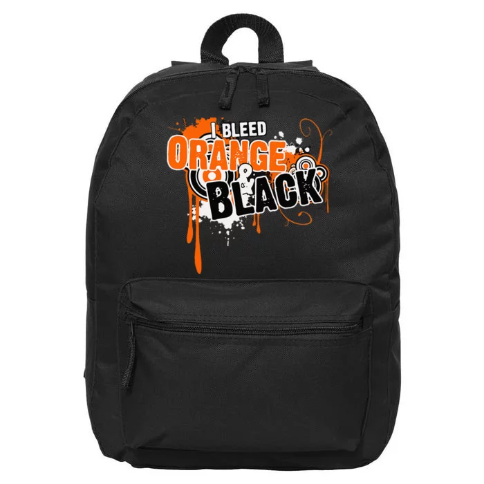 I Bleed Black & Orange Sports Team Game Day 16 in Basic Backpack