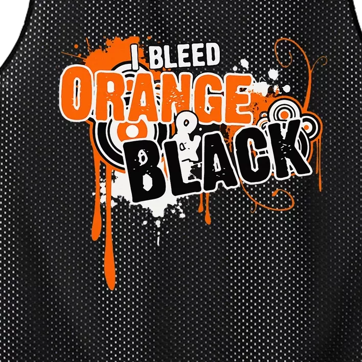 I Bleed Black & Orange Sports Team Game Day Mesh Reversible Basketball Jersey Tank