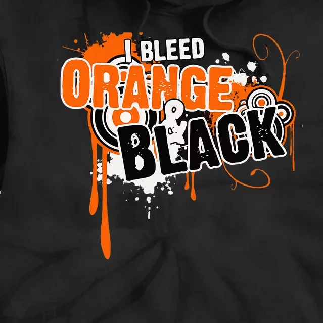 I Bleed Black & Orange Sports Team Game Day Tie Dye Hoodie