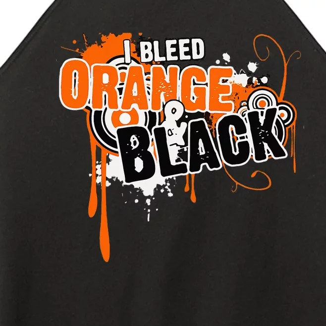 I Bleed Black & Orange Sports Team Game Day Women’s Perfect Tri Rocker Tank