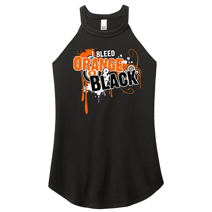 I Bleed Black & Orange Sports Team Game Day Women’s Perfect Tri Rocker Tank