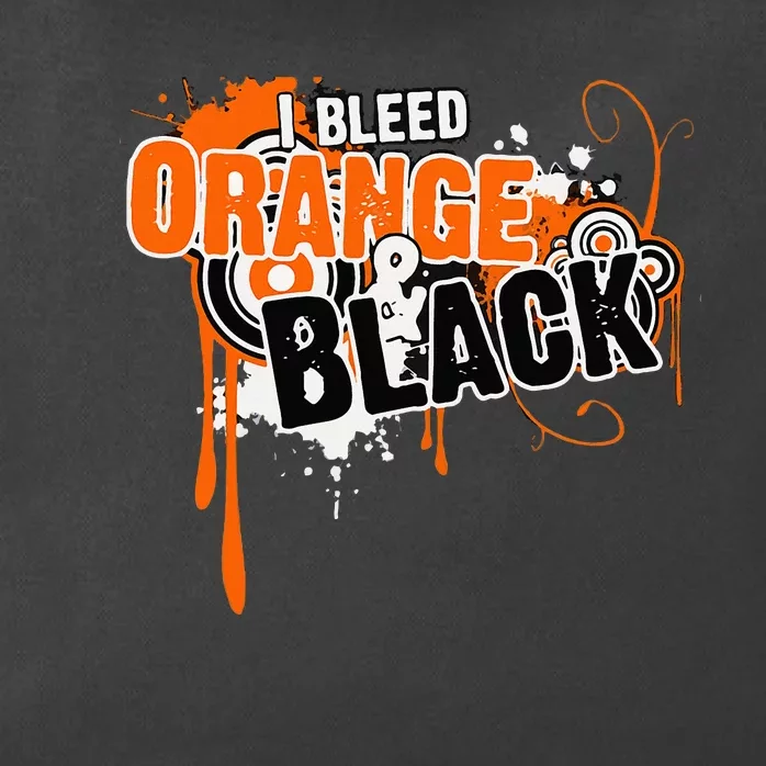 I Bleed Black & Orange Sports Team Game Day Zip Tote Bag