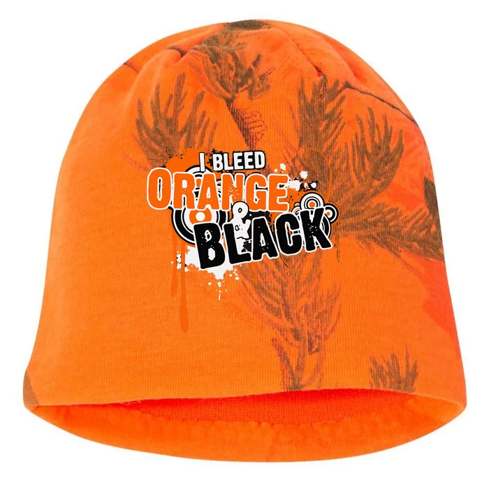 I Bleed Black & Orange Sports Team Game Day Kati - Camo Knit Beanie