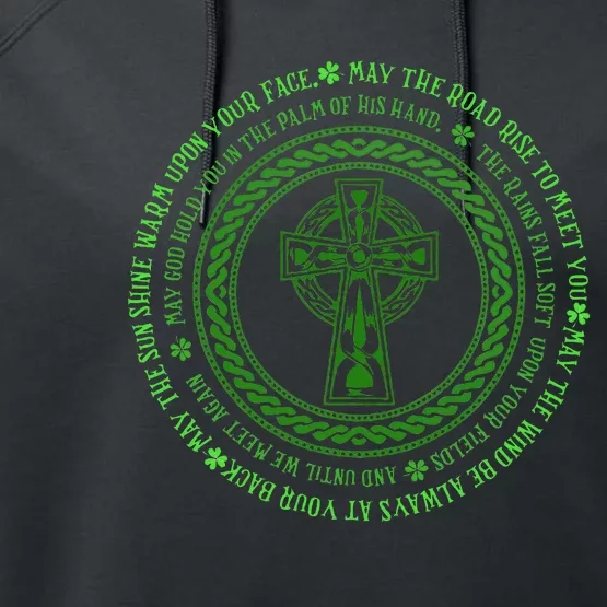 Irish Blessing Celtic Knot 4 Leaf Clover St. PatrickS Day Performance Fleece Hoodie