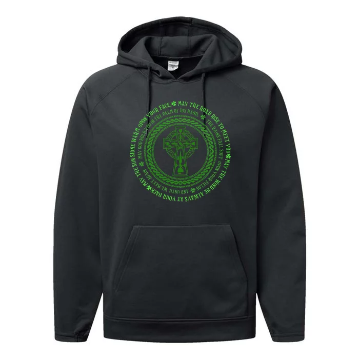 Irish Blessing Celtic Knot 4 Leaf Clover St. PatrickS Day Performance Fleece Hoodie