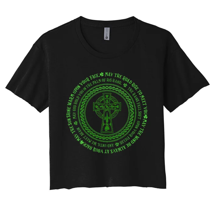 Irish Blessing Celtic Knot 4 Leaf Clover St. PatrickS Day Women's Crop Top Tee