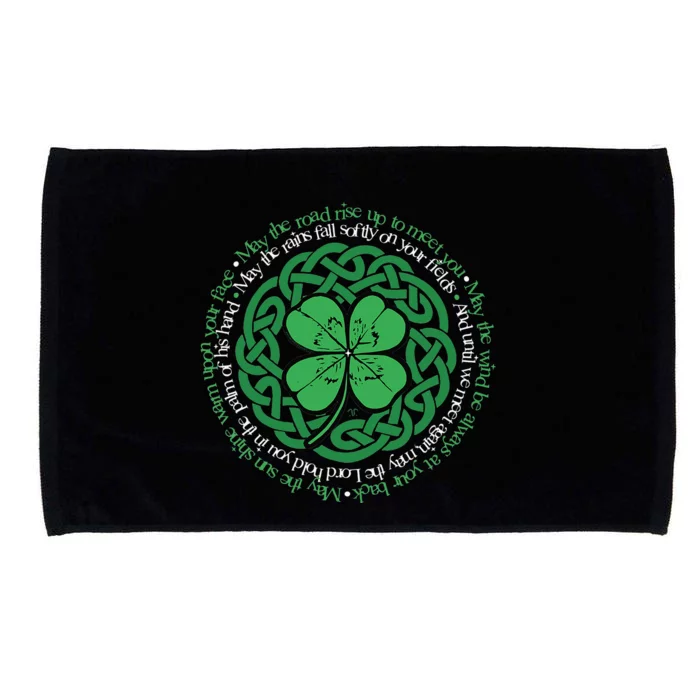 Irish Blessing, Celtic Knot & 4Leaf Clover Luck Microfiber Hand Towel