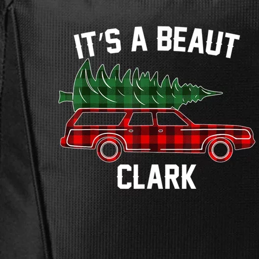 It's Beaut Clark Funny Christmas Red Buffalo Plaid Xmas Tree City Backpack