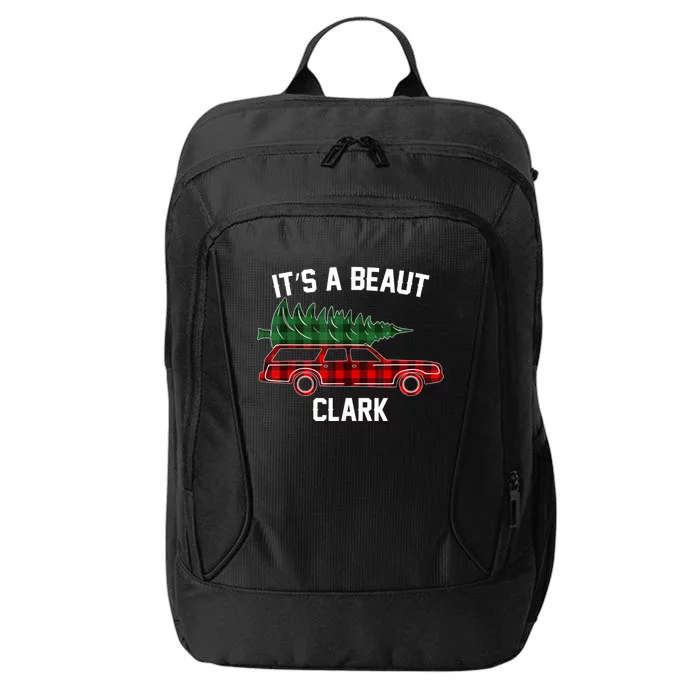 It's Beaut Clark Funny Christmas Red Buffalo Plaid Xmas Tree City Backpack