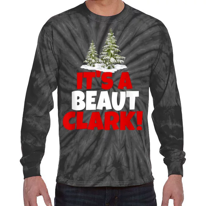 It's Beaut Clark Funny Christmas Red Buffalo Plaid Xmas Tree Tie-Dye Long Sleeve Shirt