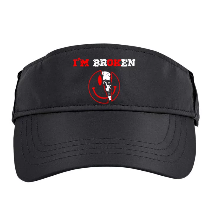 Im Broken Confused Smile Invisible Illness Im OK Broken Skull Halloween Gift Adult Drive Performance Visor