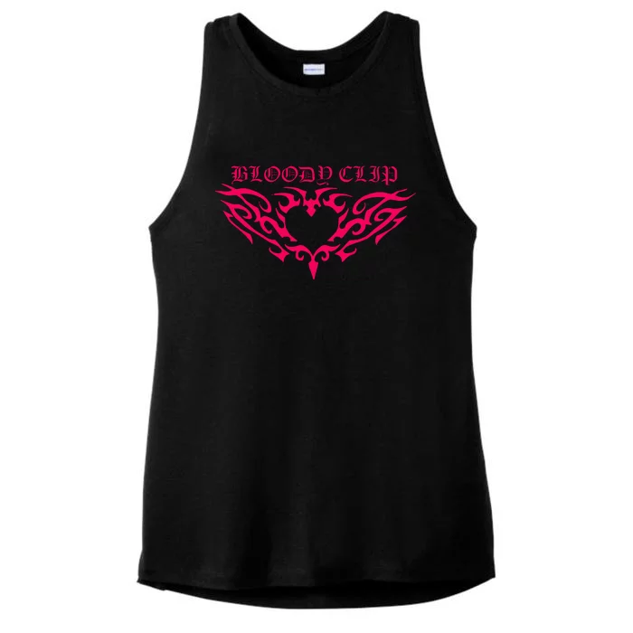 Imnotclip Bloody Clip Heart Ladies Tri-Blend Wicking Tank