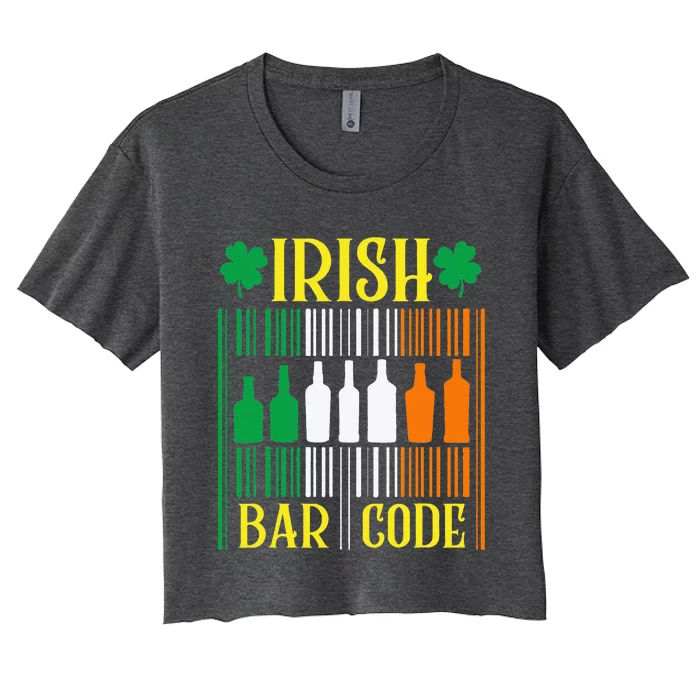 Irish Bar Code Funny St. Patrick's Day Party Shamrock Cute Women's Crop Top Tee