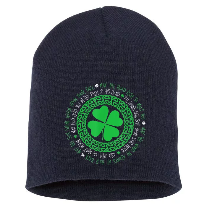 Irish Blessing Celtic Knot 4 Leaf Clover St Patricks Day Short Acrylic Beanie Teeshirtpalace 0388