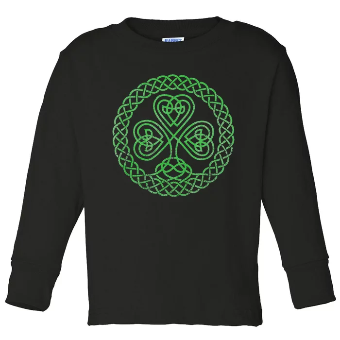 Irish Blessing Celtic Knot 4 Leaf Clover - St. Patrick's Day Toddler Long Sleeve Shirt