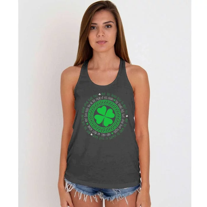 Irish Blessing Celtic Knot 4 Leaf Clover St Patrick's Day Women's Knotted Racerback Tank