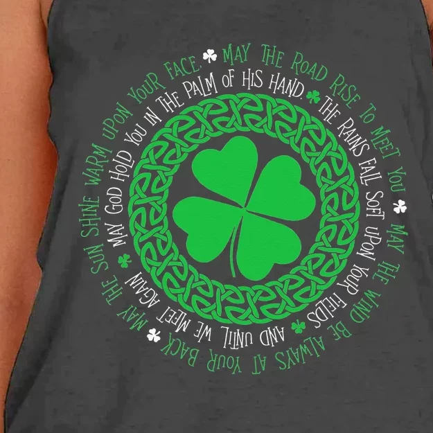 Irish Blessing Celtic Knot 4 Leaf Clover St Patrick's Day Women's Knotted Racerback Tank