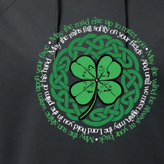 Irish Blessing, Celtic Knot & 4-Leaf Clover Luck Version B Performance Fleece Hoodie