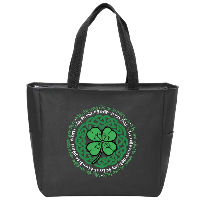 Irish Blessing, Celtic Knot & 4-Leaf Clover Luck Version B Zip