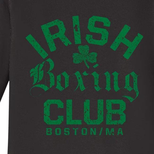 Irish Boxing Club Boston Massachusetts Funny Gift Baby Long Sleeve Bodysuit