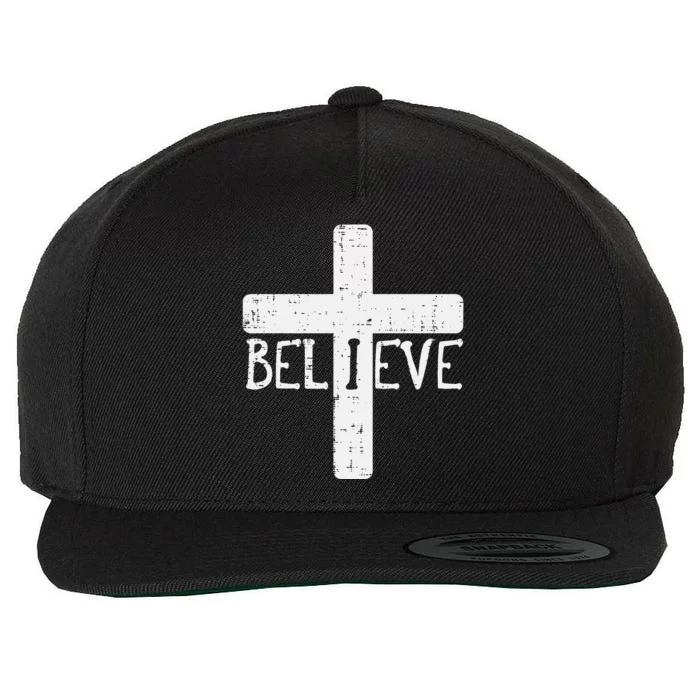 I Believe Cross God Jesus Faith Christian Women Wool Snapback Cap