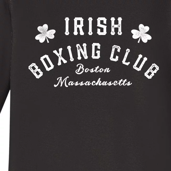 Irish Boxing Club Boston Massachusetts Meaningful Gift Shamrock Great Gift Baby Long Sleeve Bodysuit