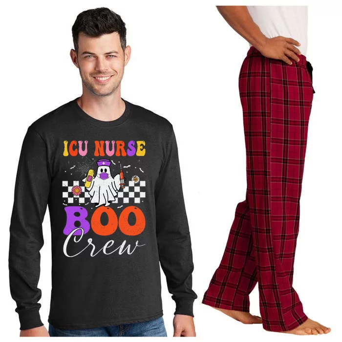 Icu Boo Crew Costume Funny Nurse Ghost Halloween Long Sleeve Pajama Set