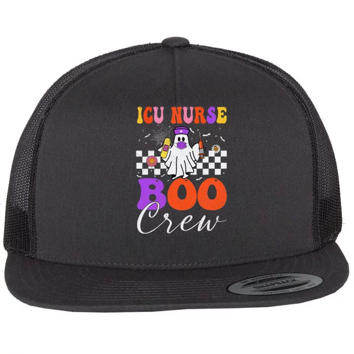 Icu Boo Crew Costume Funny Nurse Ghost Halloween Flat Bill Trucker Hat