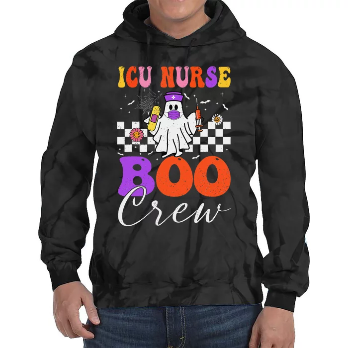 Icu Boo Crew Costume Funny Nurse Ghost Halloween Tie Dye Hoodie