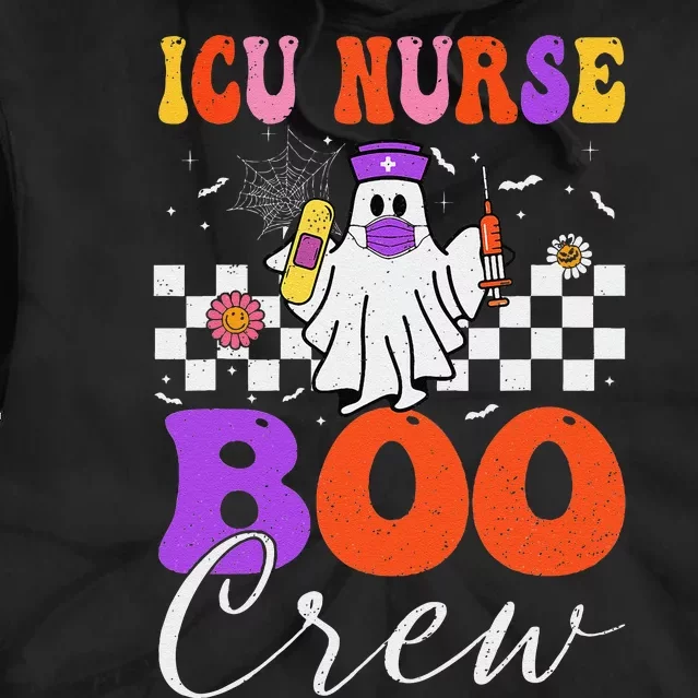 Icu Boo Crew Costume Funny Nurse Ghost Halloween Tie Dye Hoodie