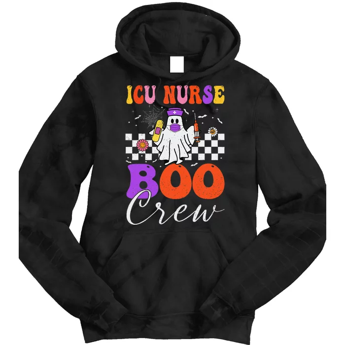 Icu Boo Crew Costume Funny Nurse Ghost Halloween Tie Dye Hoodie