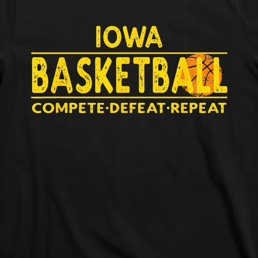 Iowa Basketball Compete Defeat Repeat T-Shirt