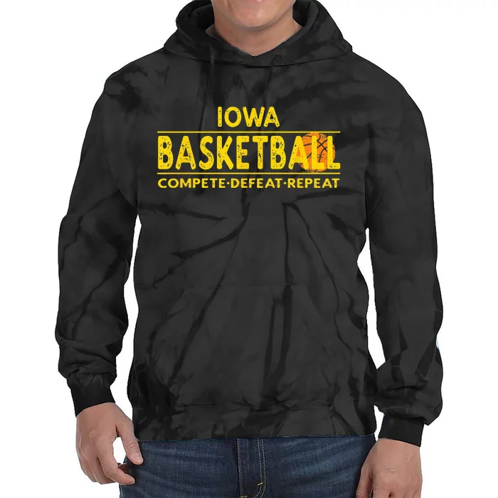 Iowa Basketball Compete Defeat Repeat Tie Dye Hoodie