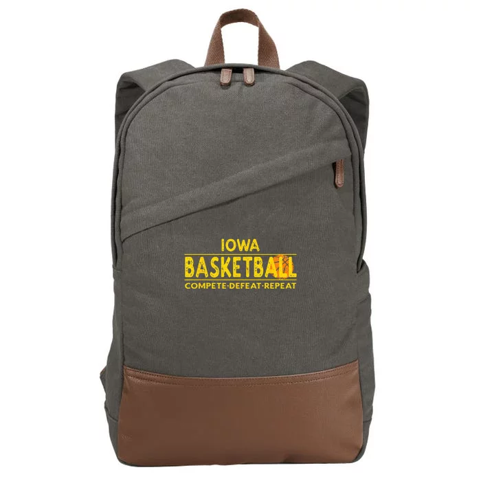 Iowa Basketball Compete Defeat Repeat Cotton Canvas Backpack