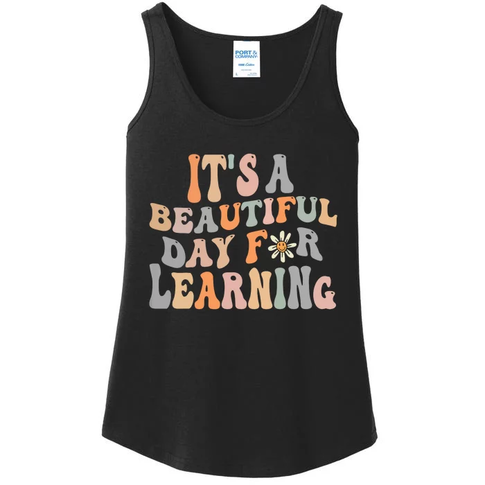 Its Beautiful Day For Learning Retro Teacher Students Women Ladies Essential Tank