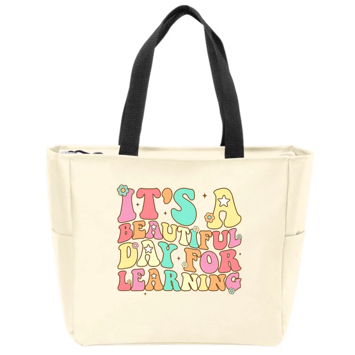 It's Beautiful Day For Learning Retro Teacher Students Women Zip Tote Bag