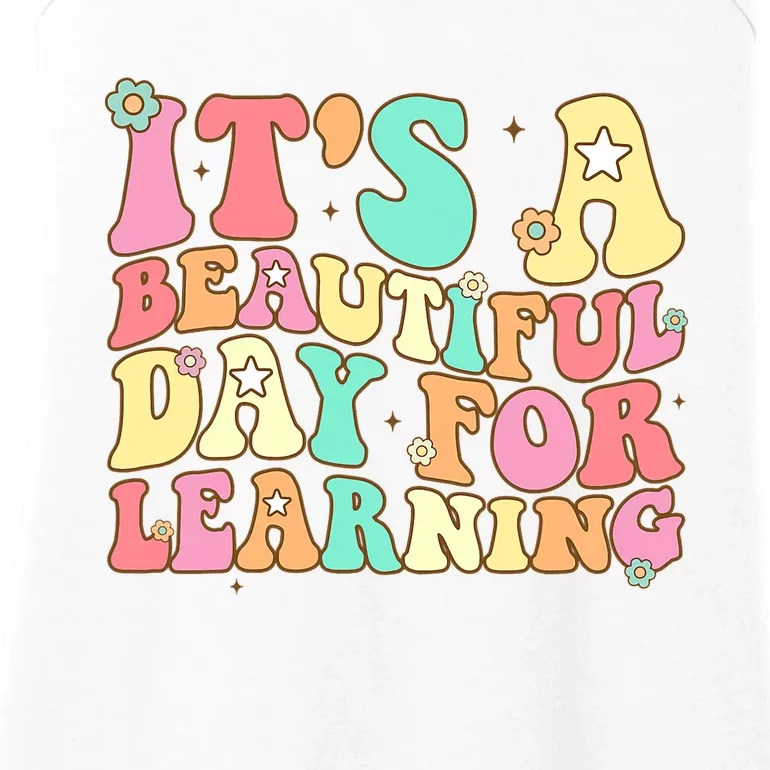 It's Beautiful Day For Learning Retro Teacher Students Women Ladies Essential Tank