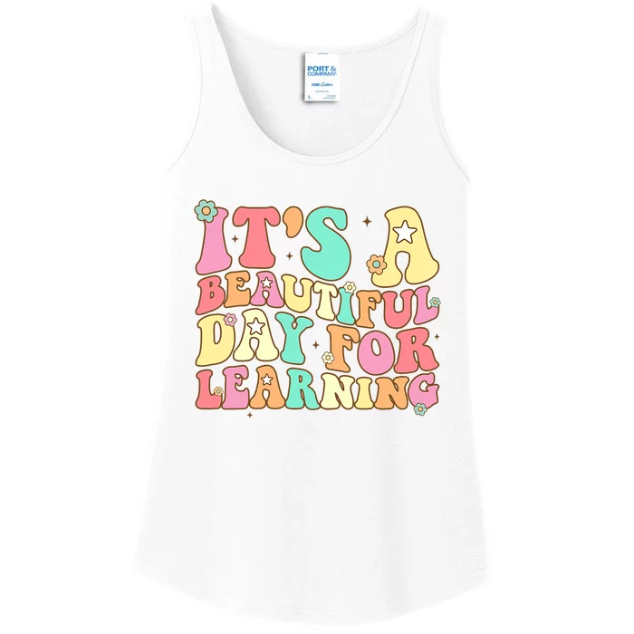 It's Beautiful Day For Learning Retro Teacher Students Women Ladies Essential Tank