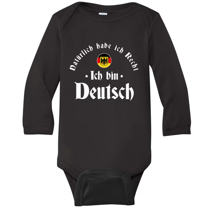 Ich Bin Deutsch Funny Germany Roots German Heritage Baby Long Sleeve Bodysuit