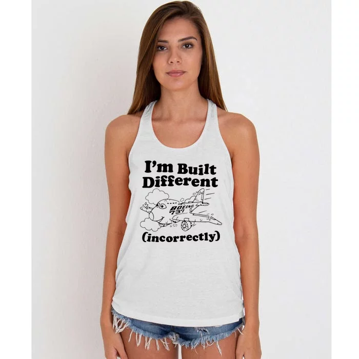 I’M Built Different Incorrectly Boeing 737 Women's Knotted Racerback Tank