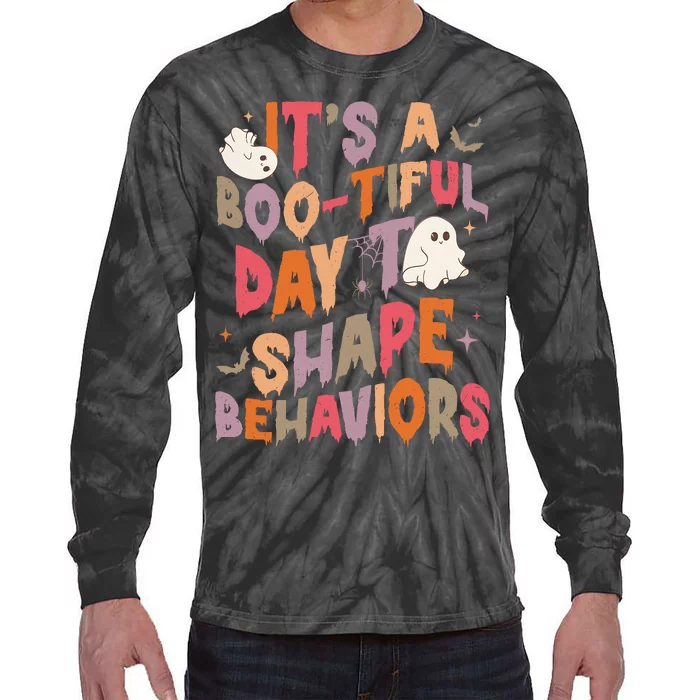 It’S Bootiful Day To Shape Behaviors Halloween Tie-Dye Long Sleeve Shirt