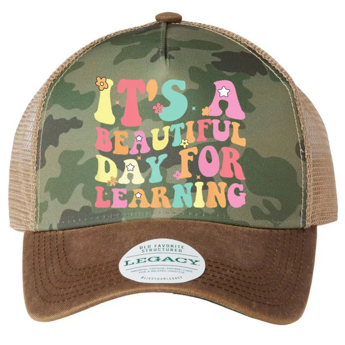 It's Beautiful Day For Learning Retro Teacher Students Legacy Tie Dye Trucker Hat