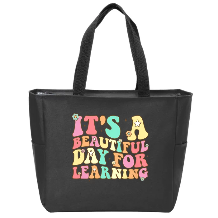 ItS Beautiful Day For Learning Retro Teacher Students Women Zip Tote Bag