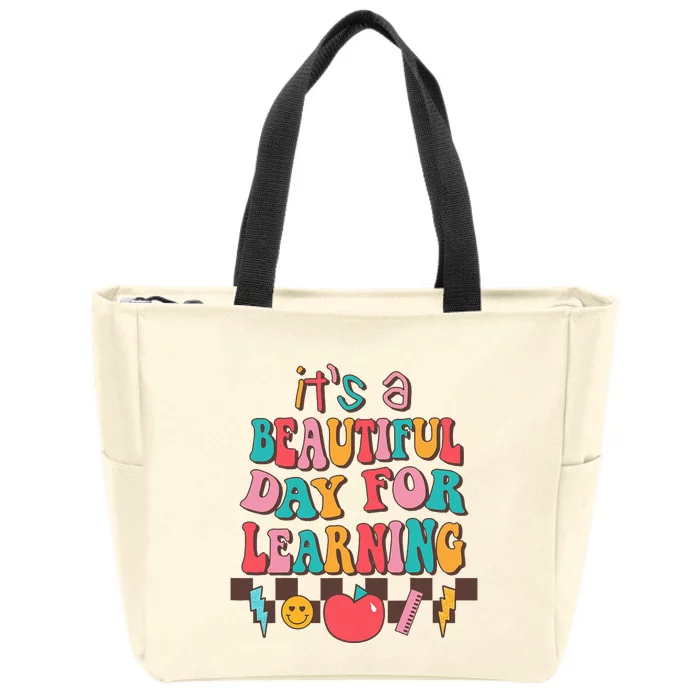 ItS Beautiful Day For Learning Retro Teacher Students Zip Tote Bag