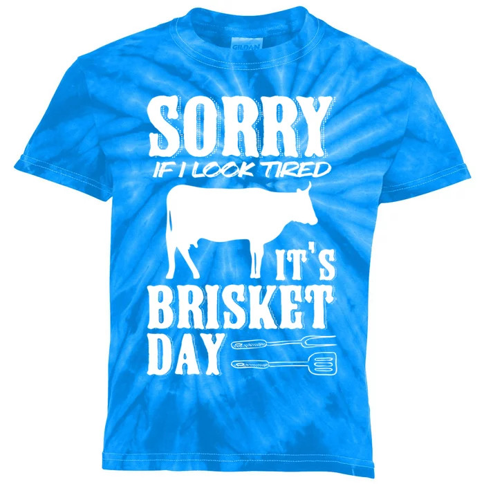 It's Brisket Day Grilling Barbecue Smoke Brisket Gift Kids Tie-Dye T-Shirt