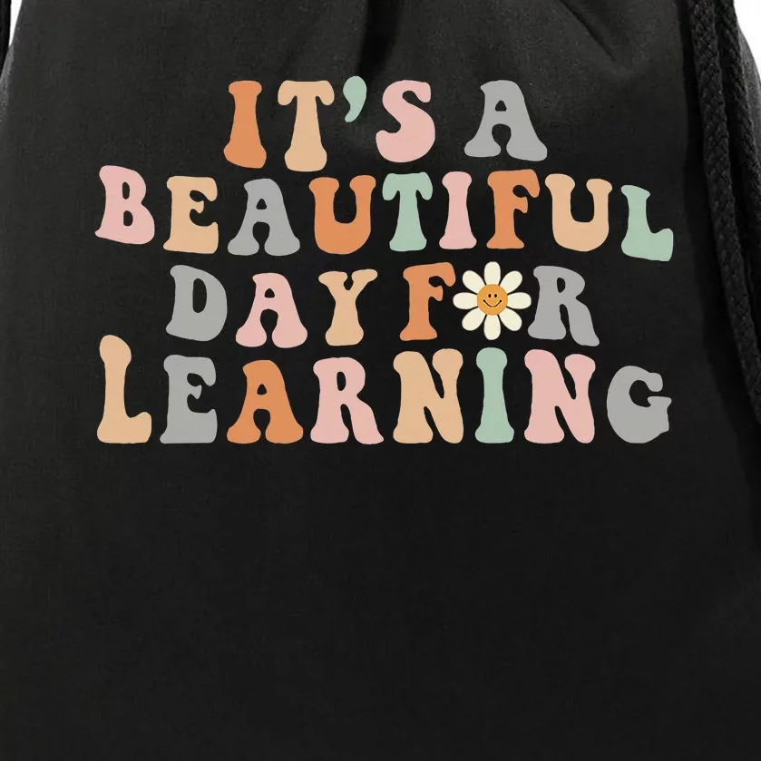 It's Beautiful Day For Learning Retro Teacher Students Drawstring Bag