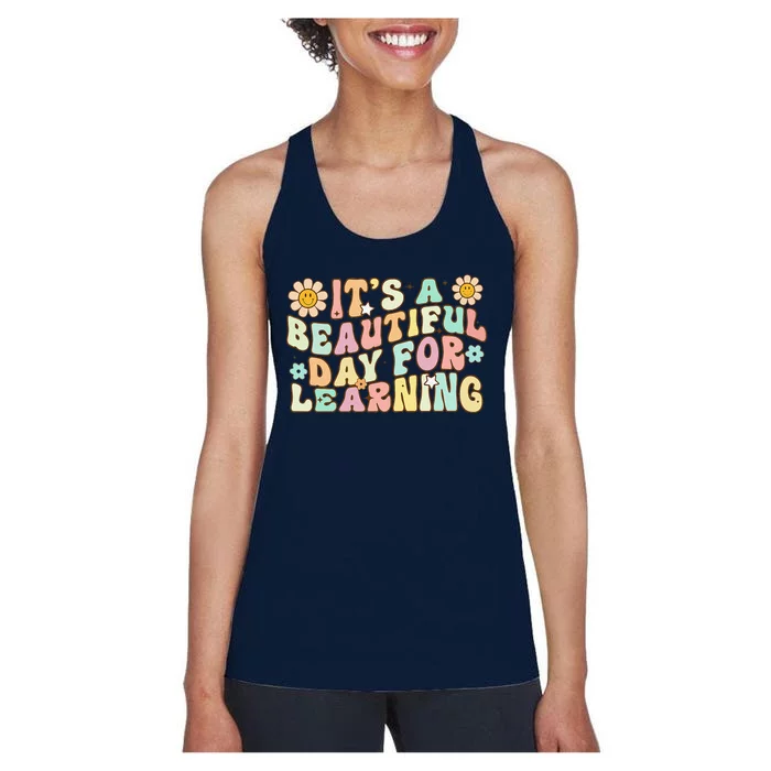 It's Beautiful Day For Learning Retro Teacher Students Women's Racerback Tank