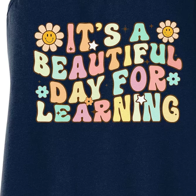 It's Beautiful Day For Learning Retro Teacher Students Women's Racerback Tank